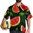 thumbnail image 4 of Watermelon Men's Short Sleeve Button Down Casual Beach Printed Shirts, 4 of 6