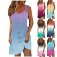 thumbnail image 1 of Sentmoon Robe Vintage pour Femmes Mode Bohème Sans Manches Robe d'Invitée de Mariage à Boutons à Bretelles Spaghetti Couleur Dégradée Col Rond Grande Taille Robes Formelles pour Femmes Été pour Visites de la Ville m, 1 of 6
