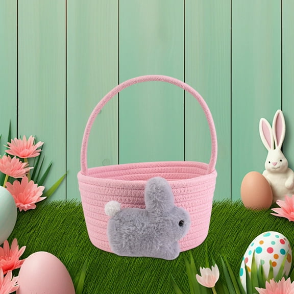HongHeng Easter Basket, 1Pc Easter Baskets for Kids, Boys Easter Basket, Easter Basket for Boys Girls Baby Kids Per Basket with Small Plush Rabbbit