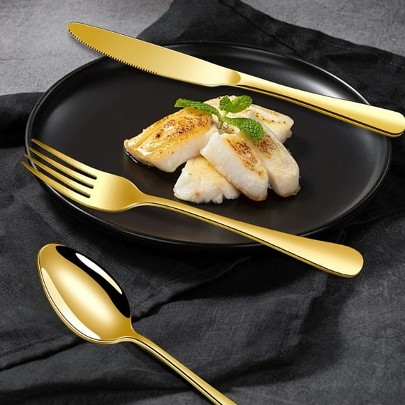 Xihbxyly Juego de Cubiertos de Acero Inoxidable, Elegante Colección de 24 Piezas, Opciones de Color Oro Rosa y Plata, Vajilla Versátil, Experiencia Gastronómica Moderna, Fácil de Limpiar, Tamaño 22,5