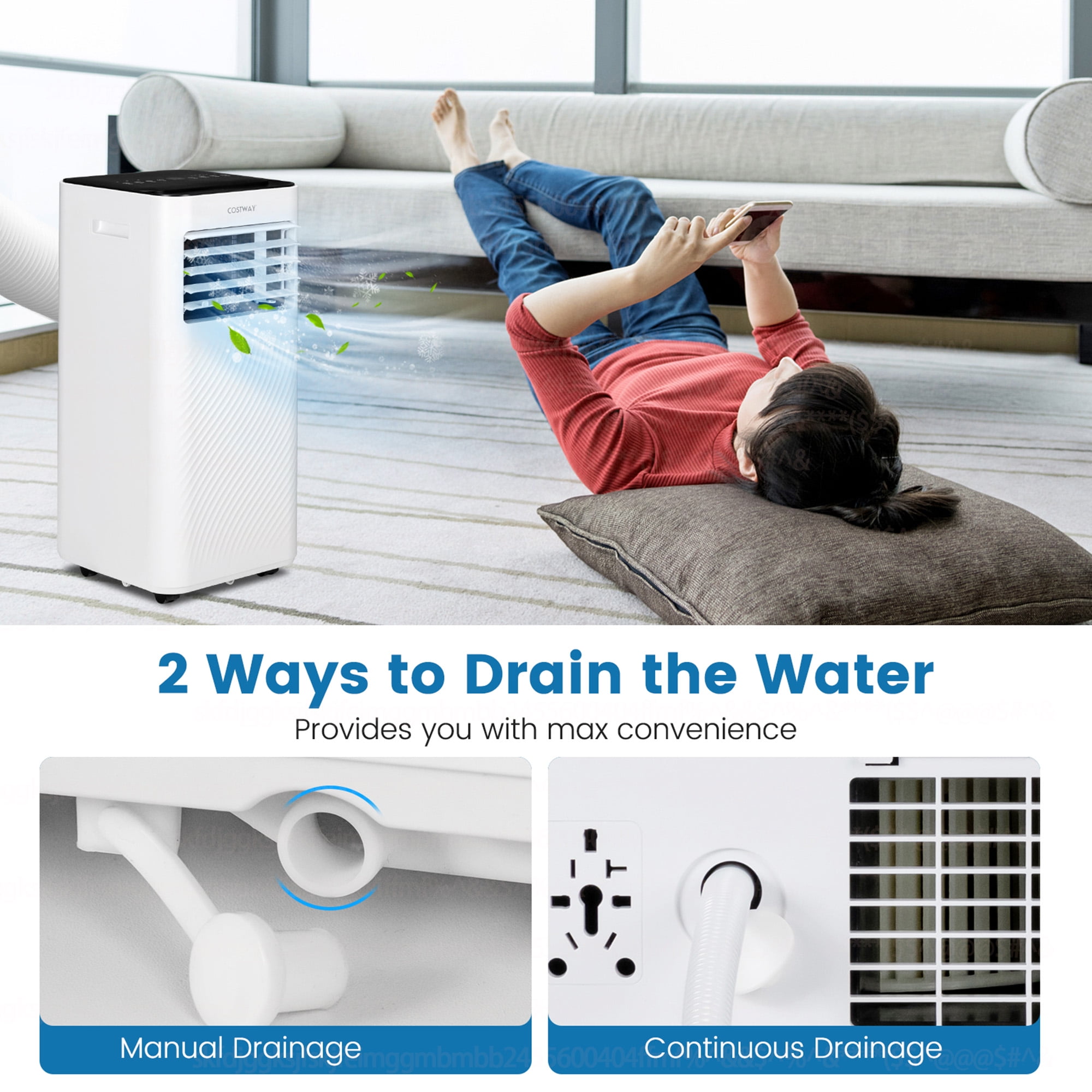 Costway Portable Air Conditioner 6000 BTU (10000BTU ASHRAE) 4-in-1 AC with Cool Fan Humidifier Sleep Mode