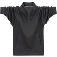 thumbnail image 4 of safuny Men's Solid Color Pullover Fashion Crew Neck Sweatshirts Zipper Casual Cotton Winter Thicken Big&Tall Shirts Big&Tall Long Sleeve Tops Pockets Workout Gray XXXL, 4 of 9