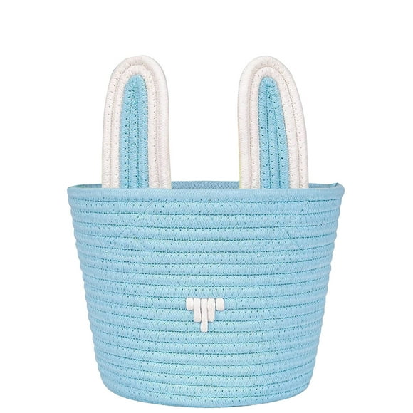Panier de Pâques pour Enfants Vide avec Poignée Construction en Corde de Coton Design à Texture Naturelle Diamètre 10 Po