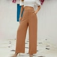 thumbnail image 2 of WTXUE Wide Leg Pants, Bell Bottoms Women's Linen Waisted Buckle Pants Elegant Pockets And Casual Court Pants Stylish Elegant And Comfortable, Palazzo Pants Slacks, Orange, 2 of 8
