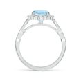 thumbnail image 2 of ANGARA Natural Cushion 1.4 ct Aquamarine Ring with Floral Halo in 14K White Gold for Women (Size-7mm) | March Birthstone, Birthday, Anniversary, Jewelry Gift for Women | Natural Aquamarine Ring, 2 of 9