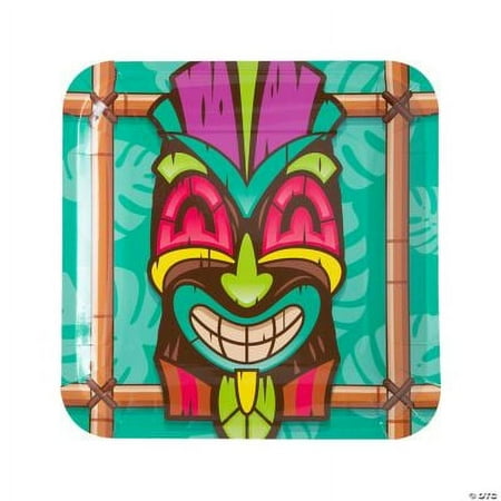 Tiki Party Paper Dinner Plates, Luau, Party Supplies, 8 Pieces