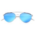 thumbnail image 2 of grinderPUNCH Slim Round Flash Blue Mirror Lens Silver Metal Frame Sunglasses, 2 of 5