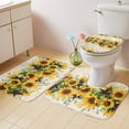 thumbnail image 2 of Sunflower Bath Mat 3 Piece Bathroom Rug Set, Yellow Spring Floral Summer Botanical Rustic Non Slip Bath Rug Contour Mat and Toilet Lid Cover, Absorbent Shower Mats Soft Bath Rugs and Mats Sets, 2 of 8