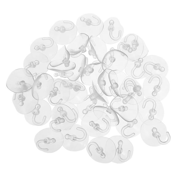 HEMOTON MLINS 40PCS Small Suction Cup Hooks Removable Transparent Wall Hooks for Hanging Reusable Bathroom Suction Hooks