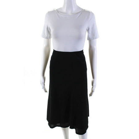 

Pre-owned|Rena Lange Womens Wool Blend Back Zip Long A-Line Skirt Black Size 4