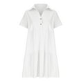 thumbnail image 3 of ZZwxWA Womens Shirt Dress Button Down 2025 Summer Short Sleeve V Neck Loose Flowy Tiered Ruffle Knee Length Dresses Casual Plus Size S-5XL Sunderss, 3 of 5