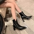 thumbnail image 6 of PiGOGI Women's Pointed Toe Short Boots French Slim Heel Hollow Out High Heels Fashionable Casual Boots for Women Black 36, 6 of 6
