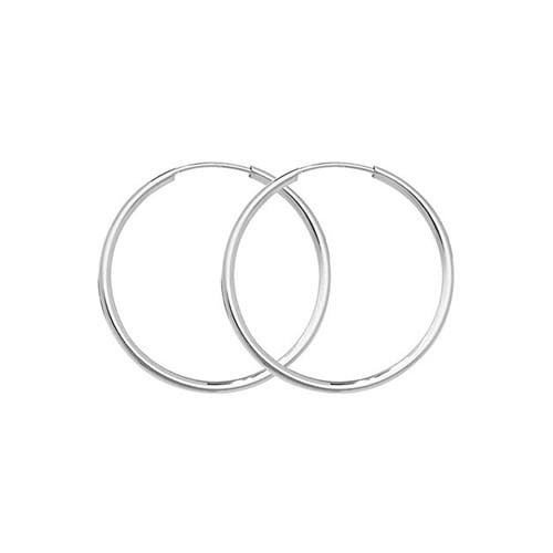 9k White Gold Women Sleeper Earrings - 25mm