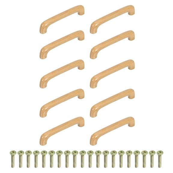 Uxcell 10 Pack Wood 3.78" Hole Spacing Cabinets Drawer Knob Pulls Handles