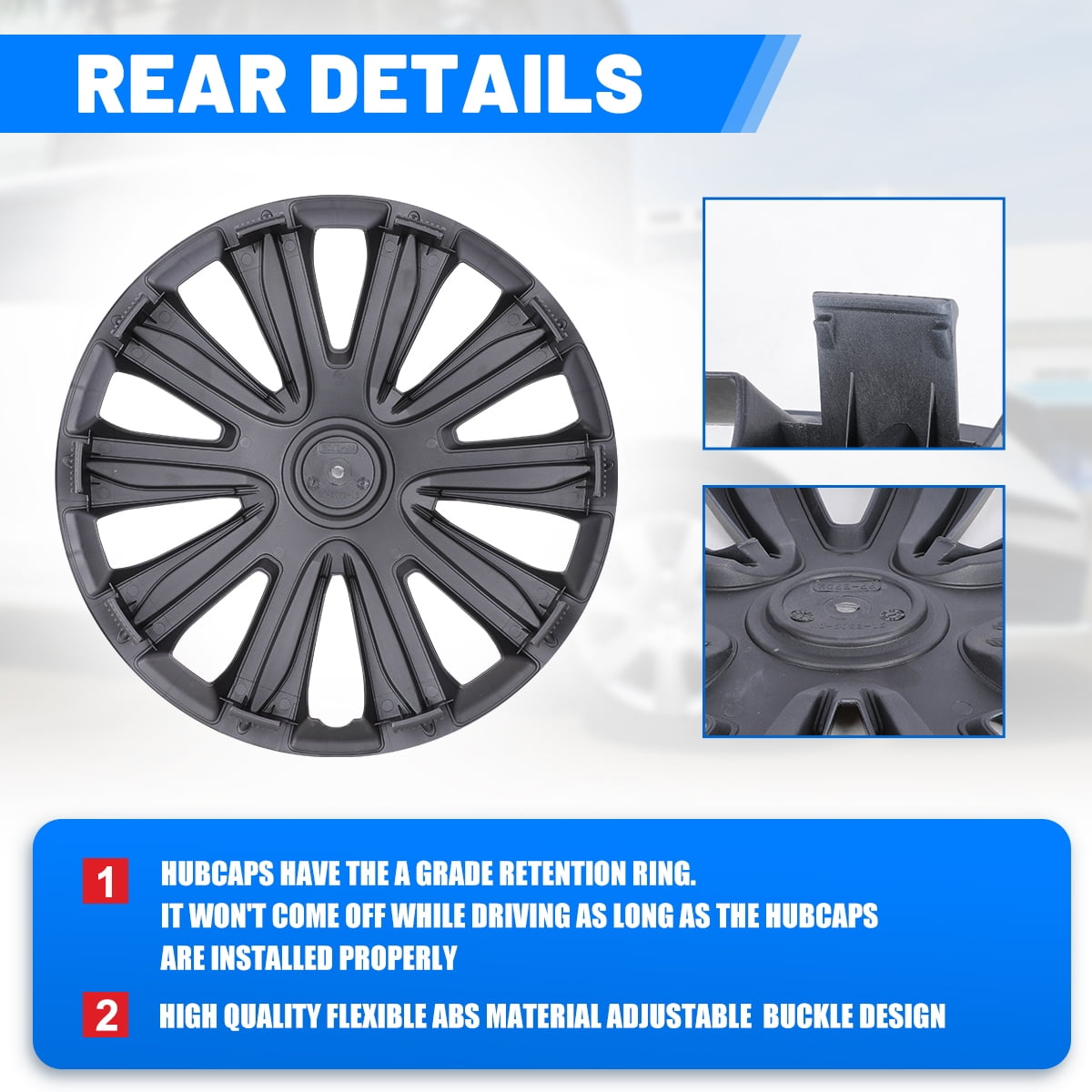 (4 Pack)15 Inch Universal Wheel Rim Cover Hubcaps Snap On Car Truck SUV Fit R15 Tire-WHITE LACQUER & BLACK LACQUER