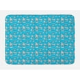 thumbnail image 1 of Ski Pattern Bath Mat, Winter Themed Doodle Pattern of Snowboarding People and Bear, Plush Bathroom Decor Mat with Non Slip Backing, 29.5" X 17.5", Sky Blue and White, by Ambesonne, 1 of 2