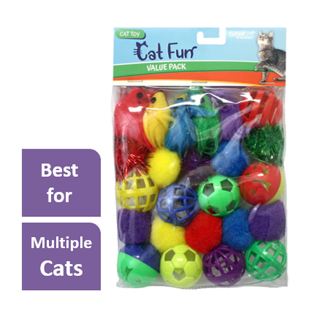 Multipet Value Pack Cat Toy, 24 Count (Best Cat Toys For Multiple Cats)