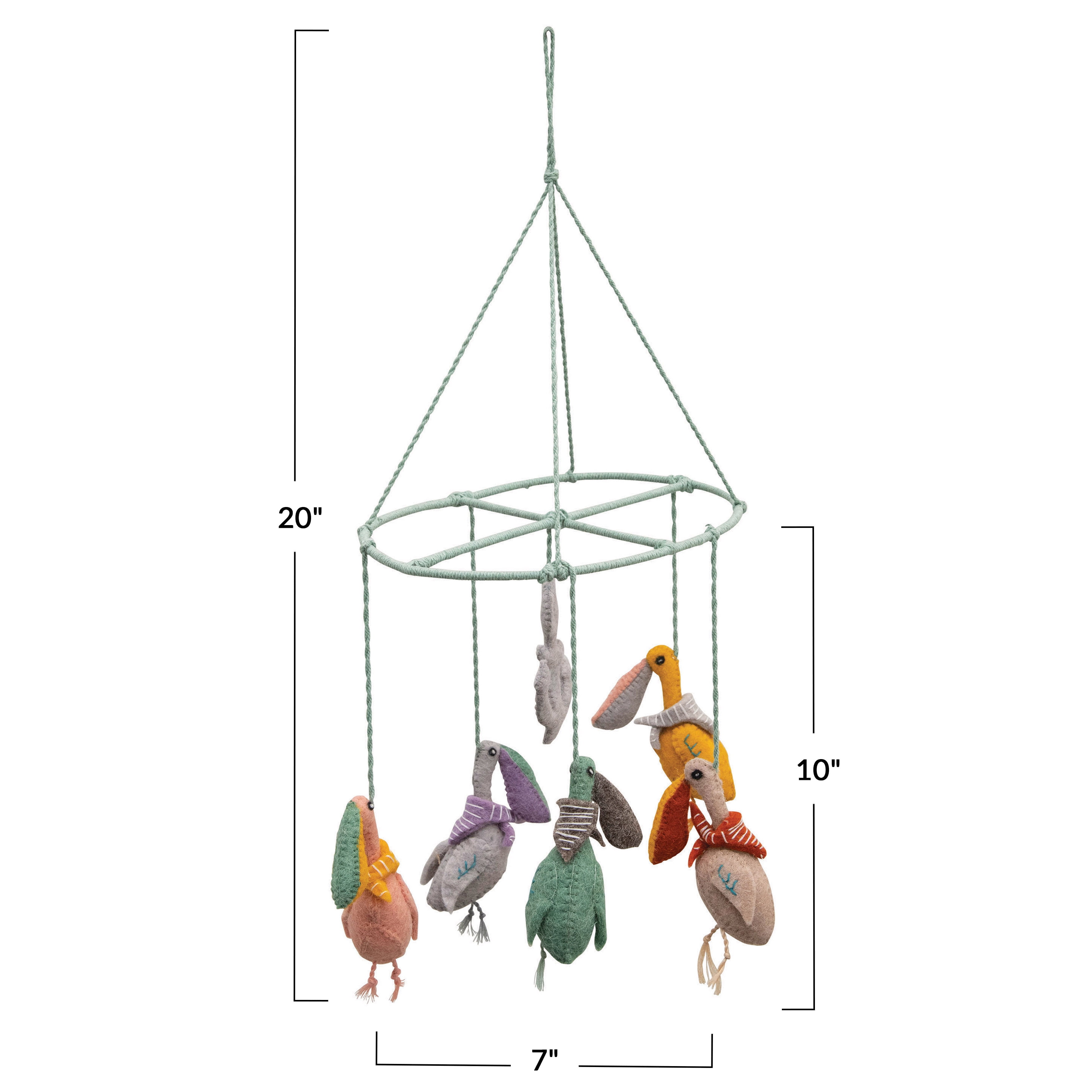 Creative Co-Op Wool Felt Pelican Mobile with Anchor