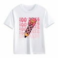 thumbnail image 4 of Girls 100 Days of School Shirts Trendy Short Sleeve Shirts Girls Summer Tops 5t Casual Loose Fit Basic Cotton Tops Summer Shirts Size 4-5 Years,White, 4 of 4