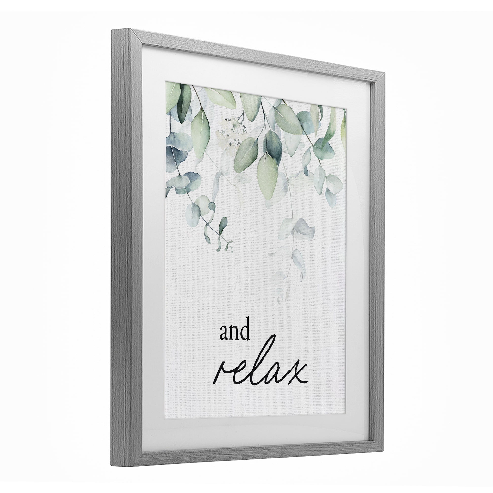 And Relax Minimal Herbs Gray Framed Print Under Glass, design by Lettered and Lined