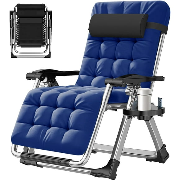 lilypelle Zero Gravity Chair,Premium Outdoor Lawn Folding Lounge Chairs,Sturdy Adjustable Reclining Patio Chairs with Removable Cushion,Headrest & Tray