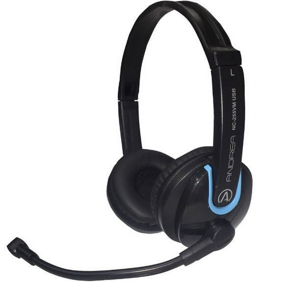 Andrea C1-1031900-1 (NC-255VM) USB On-Ear Stereo Headset with In-line Volume and Mute Controls