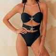 thumbnail image 4 of Lenago Tankini Swimsuits for Women Swimsuit Swim Suits for Women 2025 2026 European And Bikini Swimsuit forborder Solid Color Beach Vacation Bikini Black S, 4 of 7