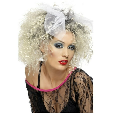 Adult Womens  Glam 80s Long Blonde Curly Wig Costume