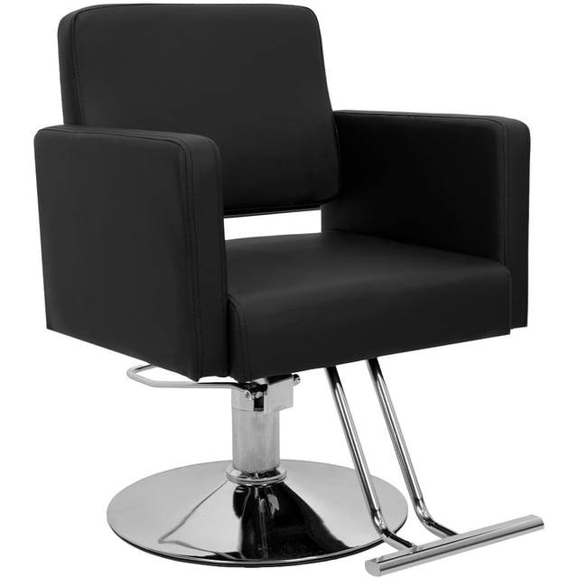 Silla de Barberia Cuadrada Sillon para Estetica Cómodo Reclinable Giratorio Hidraulico Silla Barbero Peluquería Estilista Estética Barber de 61 * 91 * 88 Negra
