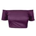 thumbnail image 4 of Daznico Women's Off The Shoulder Short Sleeve Crop Top Casual Summer Slim Fit Tops,S, 4 of 5