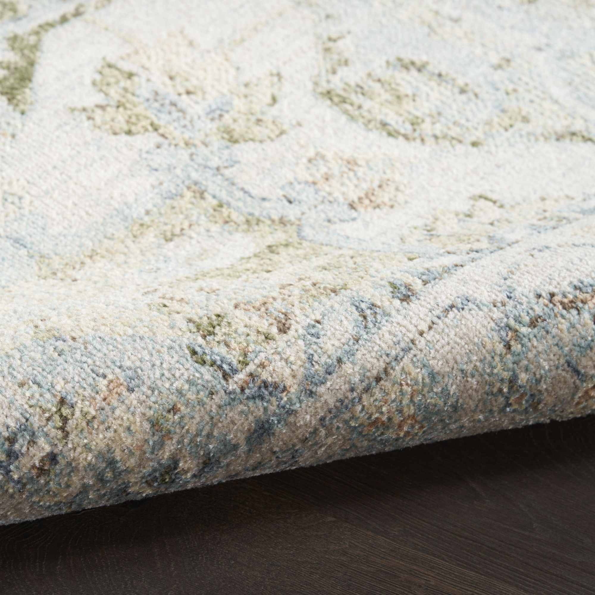 Nourison Astra Machine Washable 5'3" x 7' Blue Green Vintage Indoor Flatweave Rug