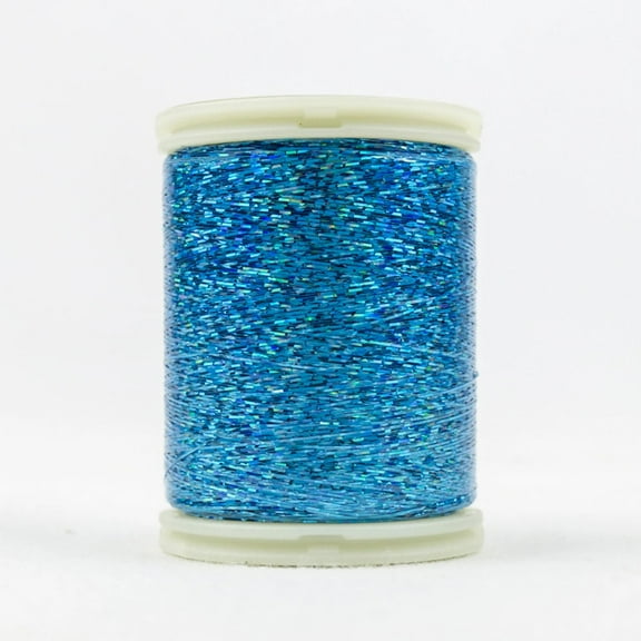 Hologram Flat Slitted Polyester Thread - Turquoise - 300m