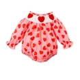 thumbnail image 3 of Baby Girl Valentine's Day Outfits Heart Shaped Embroidered Lantern Sleeve Bubble Romper Cute Jumpsuit Clothes Fall Winter Clothes for Kids 2T, 3 of 6