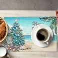 thumbnail image 5 of Coastal Christmas Placemats Set of 4, Tropical Beach Scene Table Mats for Winter Holiday Dining, Washable Indoor Outdoor Xmas Decorative Fabric Placemats 18x12 Inch, 5 of 6