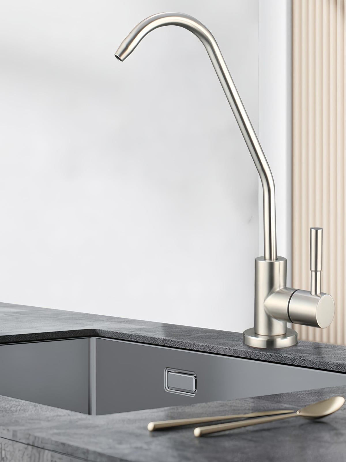 Drinking Water Faucet,Easy to Install Lead-Free Sink RO Faucet,Water Filter Faucet for Kitchen Bar Sink,Brushed Nickel SUS304 Reverse Osmosis Faucet