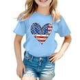 thumbnail image 4 of MIXUE Toddler Girls Tops & T-Shirts Summer Fourth Of July Independence Day Heart Print Round Neck Short Sleeve Casual Party Tshirts Holiday Wear,Blue,3-4 Years, 4 of 4