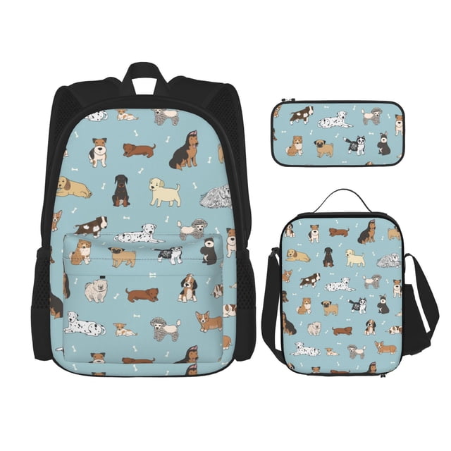 Balery Dog Pets Mochila Escolar 3 en 1 para Niños - Mochila Resistente con Lonchera Térmica y Estuche - Mochila Escolar para Niños y Niñas