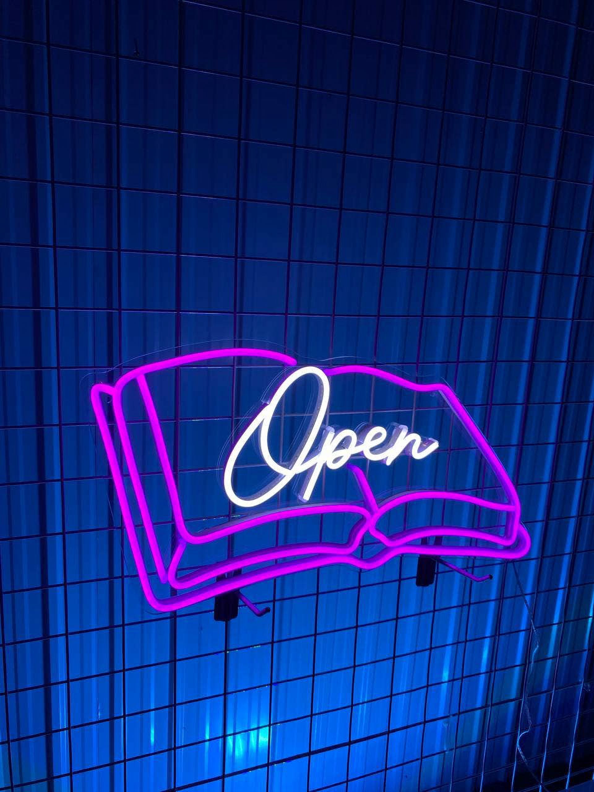 Glowneon Open Book Welcome sign, Book Store Neon Sign Open