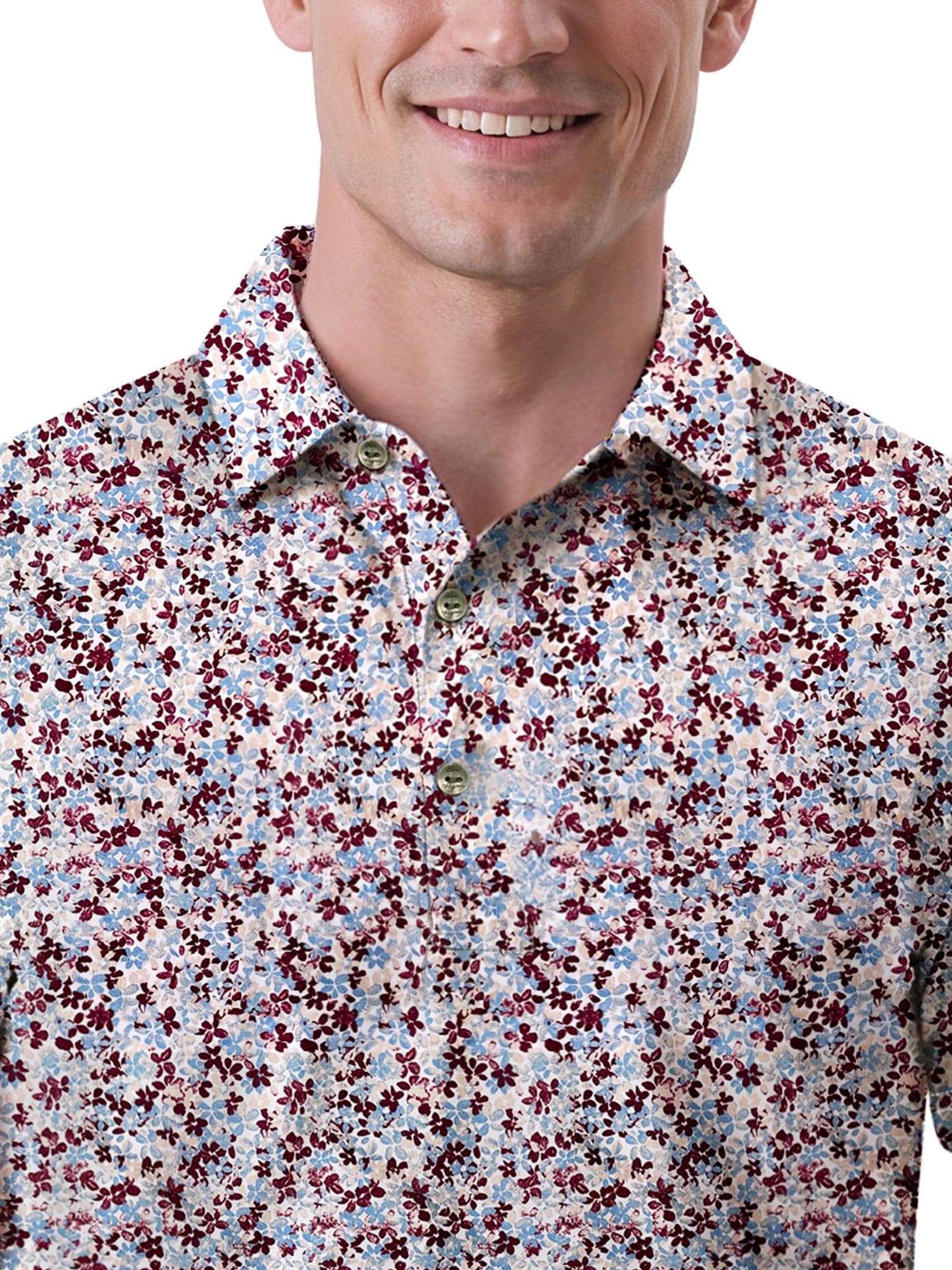 Ben Hogan Performance Men's & Big Men's Micro Floral Print Short Sleeve Polo Shirt, Sizes S-4XLT