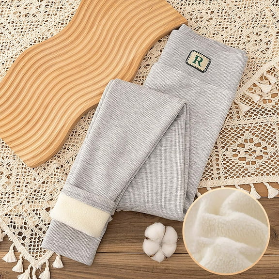 Chbgutlmr Fleece Lined Leggings for Women High Waist Ribbed Slim Fitted Stretch Pants Casual Comfy Warm Winter Dailywear Bottoms Pants