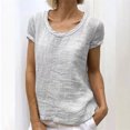 thumbnail image 2 of JUNWELL Chemisier Femme Double Crêpe Coton Col Rond Mode Été Couleur Unie Confortable Décontracté Manches Courtes 24, 2 of 7