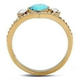 thumbnail image 2 of Womens Rose Gold Ring Anillo Para Mujer Stainless Steel Ring with Synthetic Turquoise in Sea Blue Ortona, 2 of 4