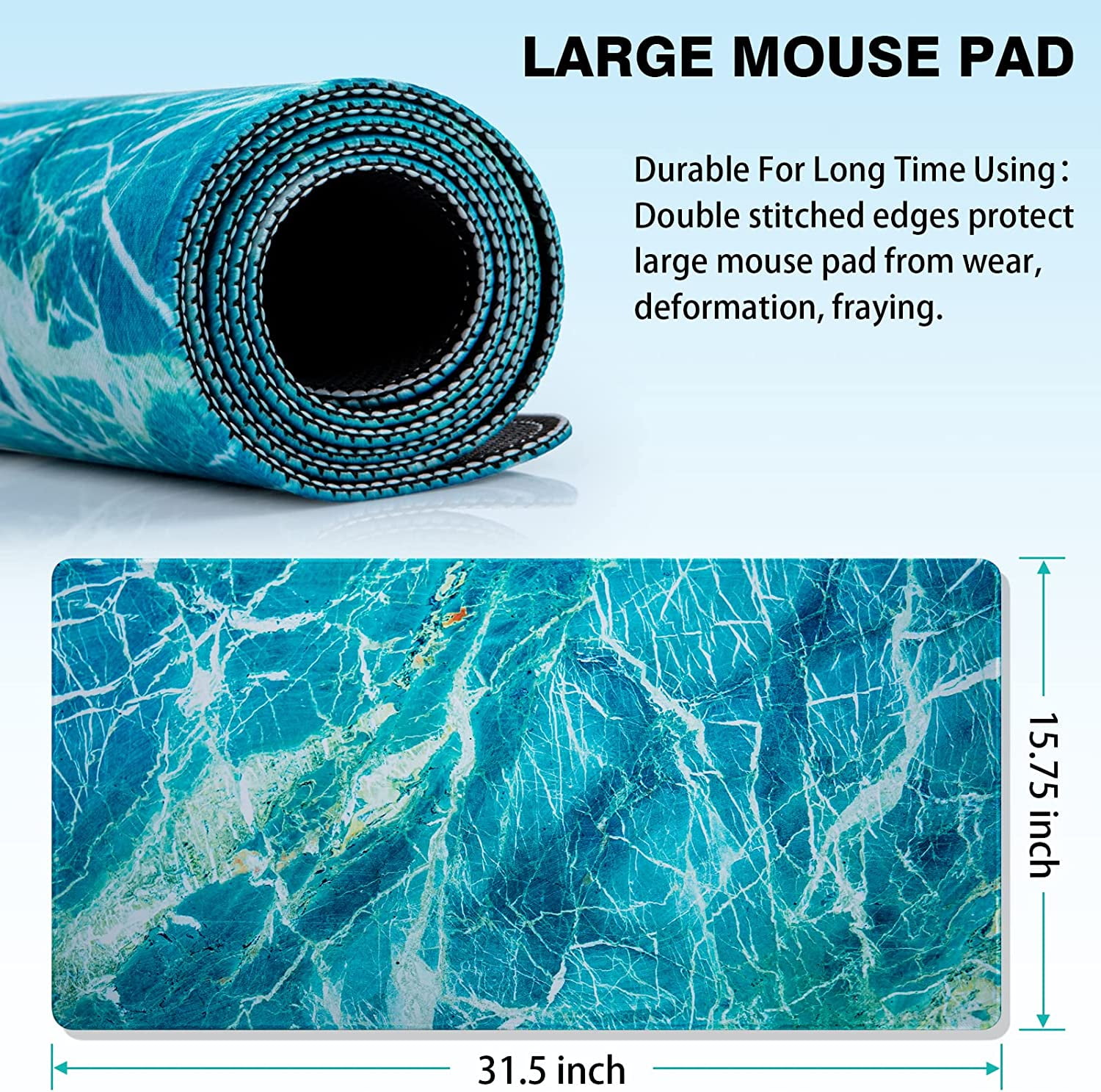 Gaming Mouse Pad, Extended Mouse Pad 31.5x15.7inch XXL Large Big Computer Keyboard Mouse Mat Desk Pad with Non-Slip Base and Stitched Edge for Home Office Gaming Work