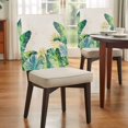 thumbnail image 4 of Tropical Plant Chair Covers Set of 8 Green Leaf Summer Watercolor Vintage Linen Chair Back Covers Stretch Removable Washable Slipcovers Protector for Dining Room Kitchen Party Decor, 4 of 9