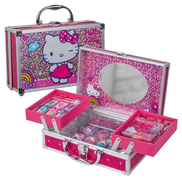 Estuche de Lata Hello Kitty con Maquillaje Infantil, Sombras, Brillos y Esmaltes de Uñas para Niñas - MAKEUPERIA