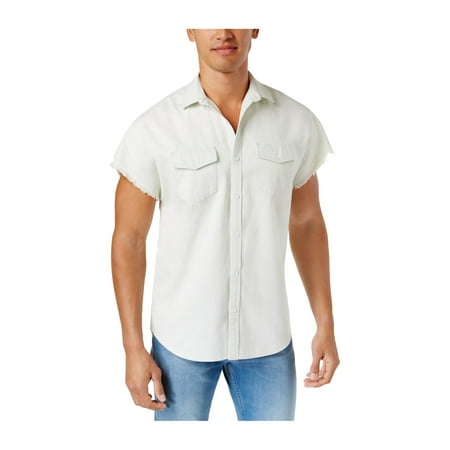 Button Raw Edge - I-N-C Mens Raw Edges Button Up Shirt