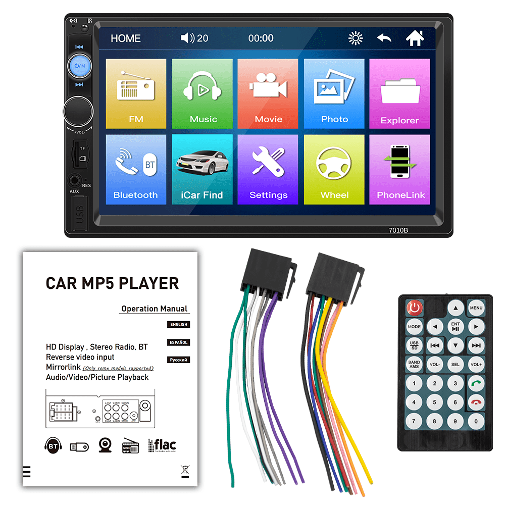 2 Din Car MP5 Player Car Stereo 7 Inch Touch Screen Bluetooth