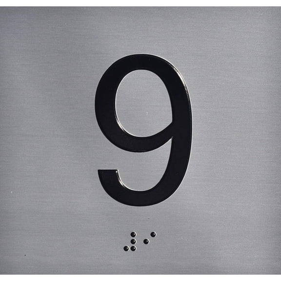 9TH Floor Elevator Jamb Plate Sign with Braille and Raised Number-Elevator Floor Number Sign(Silver)