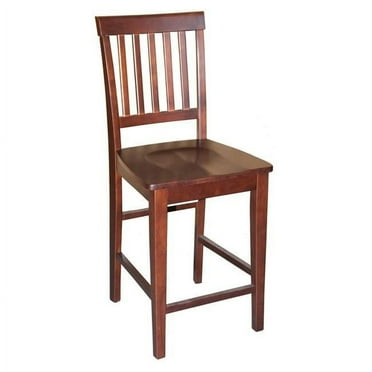 Wooden Imports VN10-WC-MAHO 2 Vernon Counter Stools with Wood Seat - Mahogany