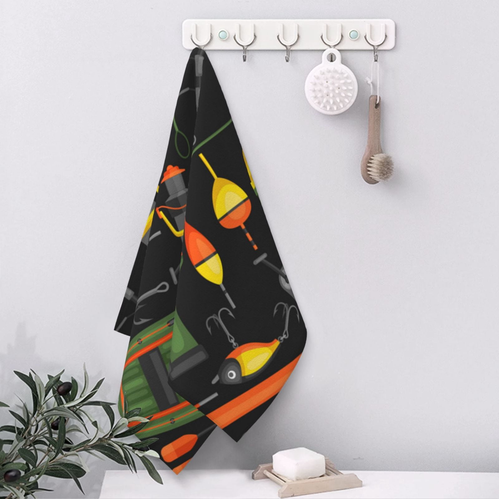 Fisherman Fishing Supplies Bait 27.5" x 16" Ultra Soft Hand Towel, Face Wash Cloth for Bathroom, Gym, Travel, Pool